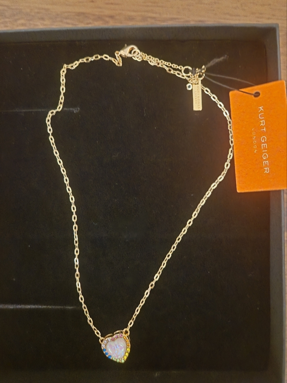 Kurt Geiger Open Hear Pendant Necklace with Multicolor Crystals